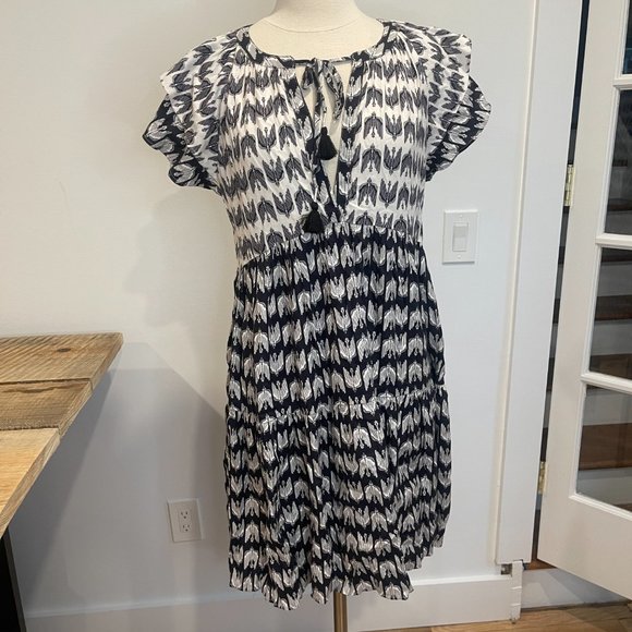 047 Anthropologie Ruffle-Sleeve  Mini Dress x Kenzie Parrott / Small - Picture 5 of 8